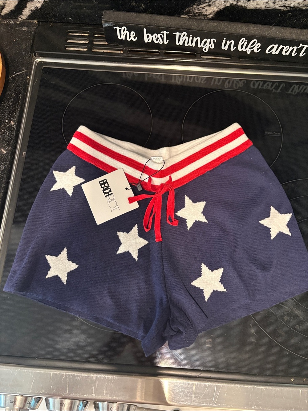 Beach Riot Navy Star Athletic Shorts with Red Trim 🇺🇸🔥- XS